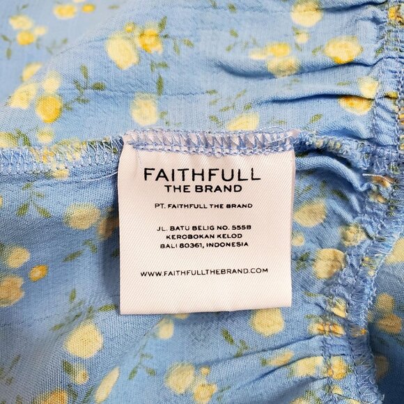 Faithfull The Brand Charlotte Mini Dress 6 Smocked Blue Ditsy Floral Puf… - Picture 13 of 14